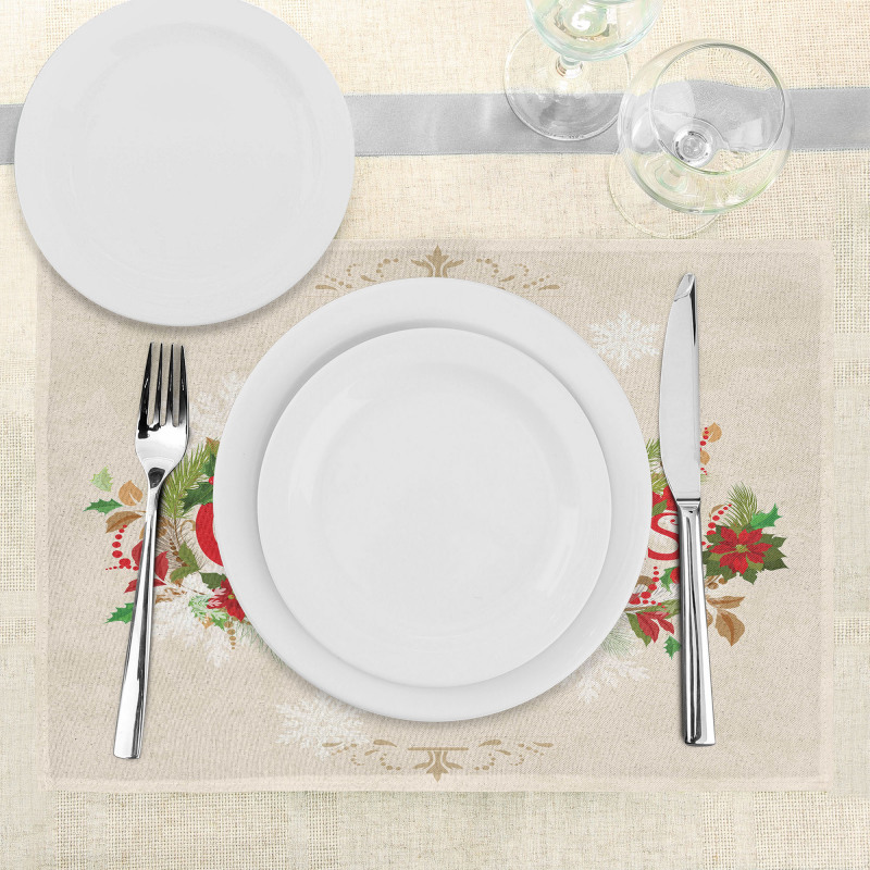 Floral Merry Xmas Place Mats