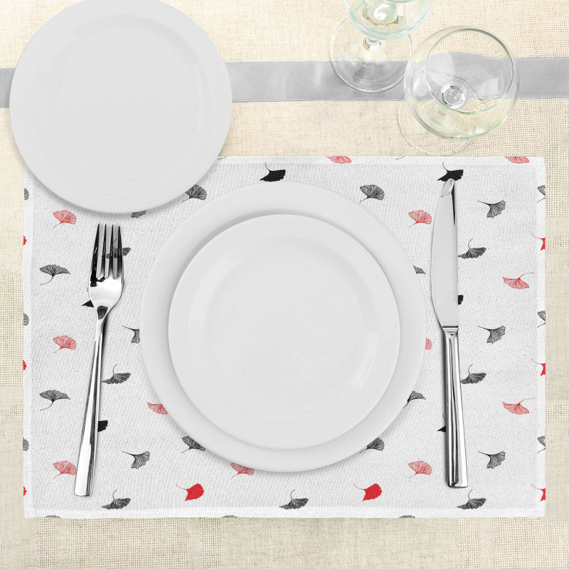 Red Black Ginkgo Leaves Place Mats