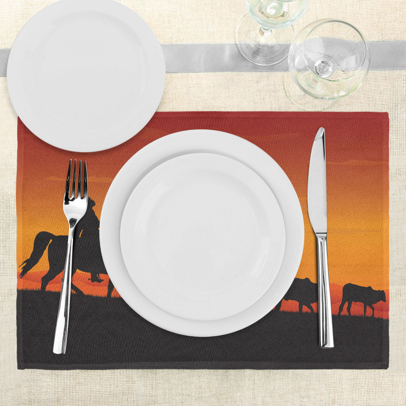 Silhouette Farm Cow Herd Place Mats