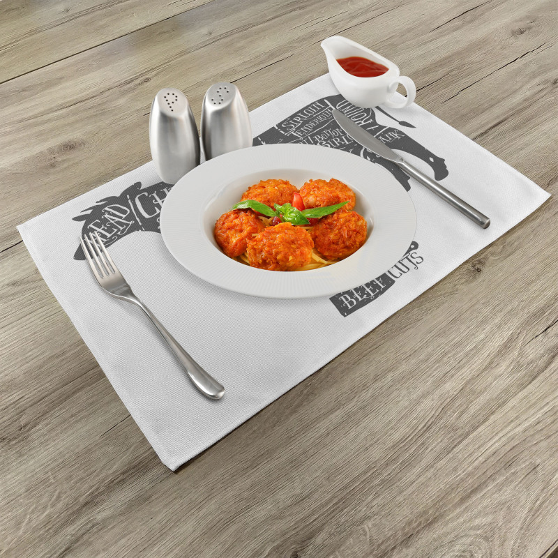 Hand-Drawn Butcher Cuts Place Mats