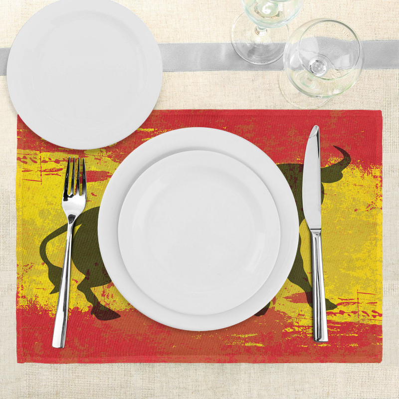 Bull Silhouette on Flag Place Mats