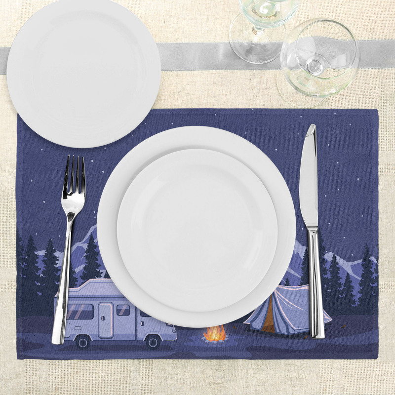 Family Adventure Camping Forest Place Mats