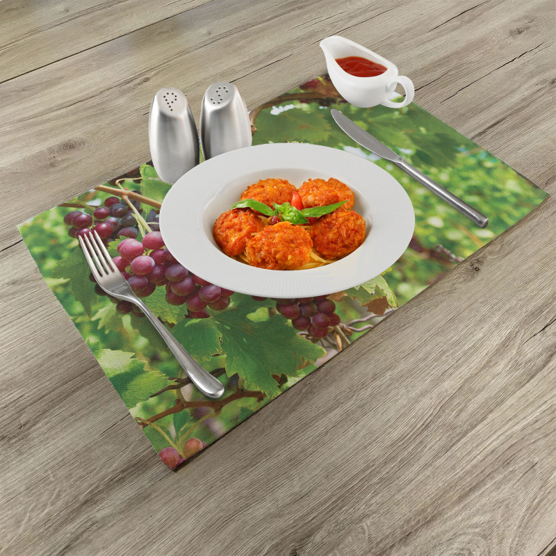 Bunch of Wine Fruits Foliage Place Mats