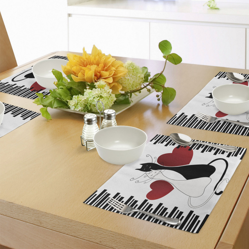 Romantic Couple Pet Kitten Place Mats