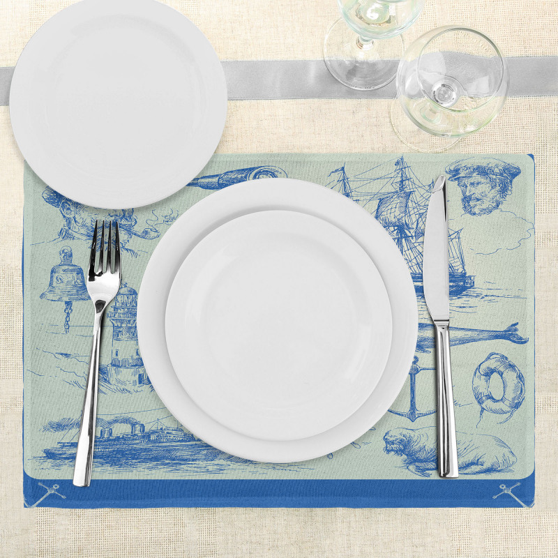 Whale Wheel Sketch Place Mats