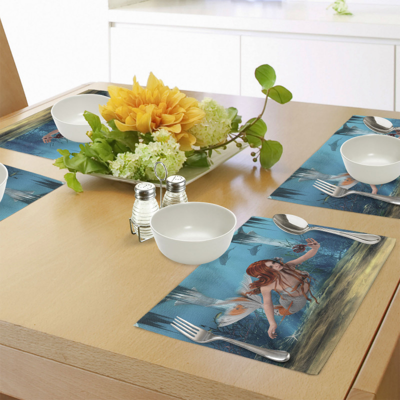 Magic Aqua Sea Lily Place Mats