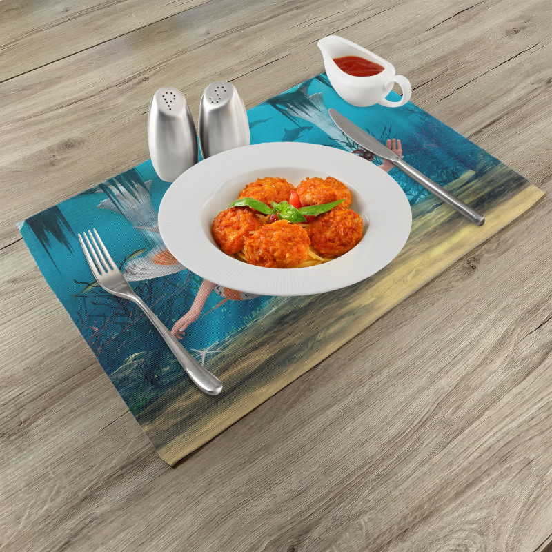 Magic Aqua Sea Lily Place Mats