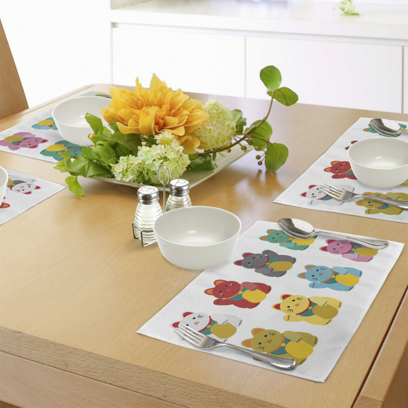 Colorful Maneki Neko Place Mats