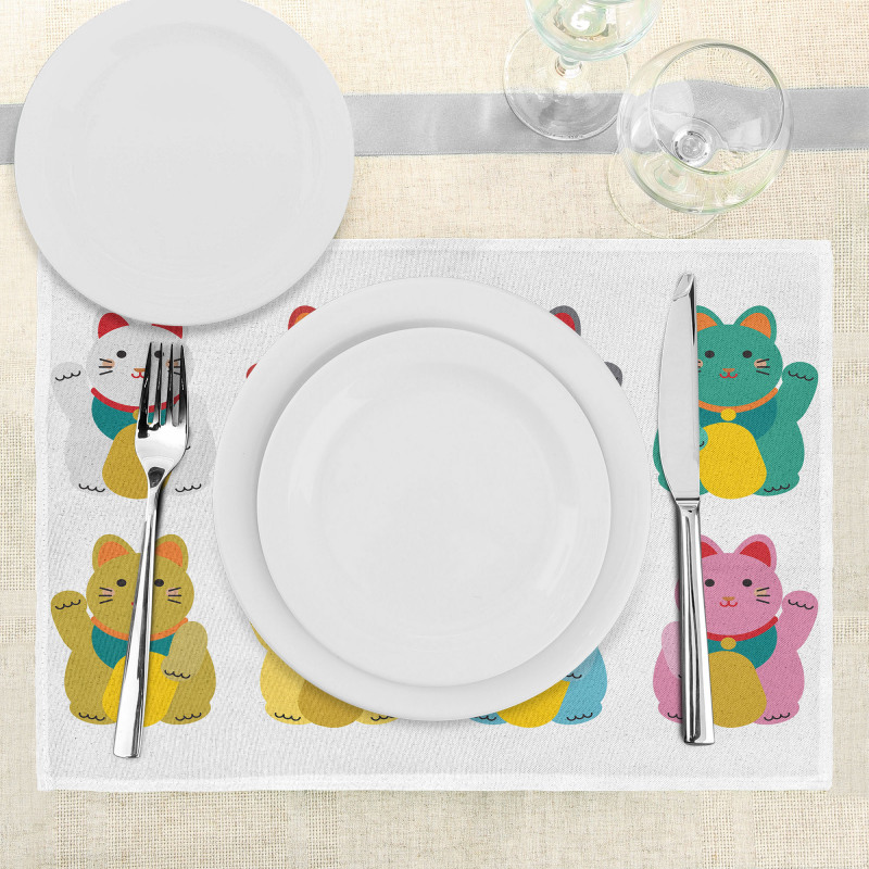 Colorful Maneki Neko Place Mats