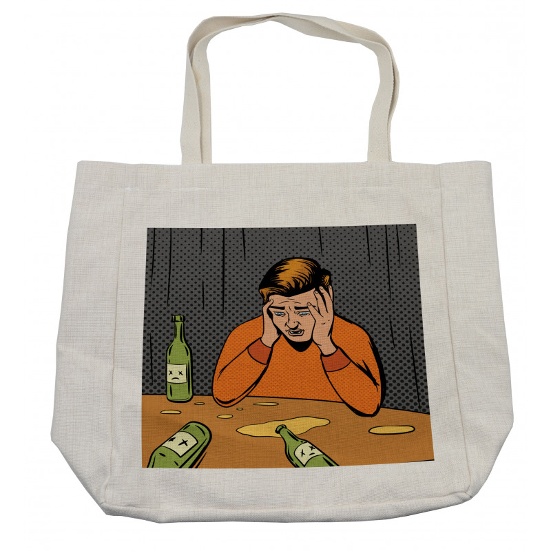 Drunk Man and Empty Bottles Shopping Bag