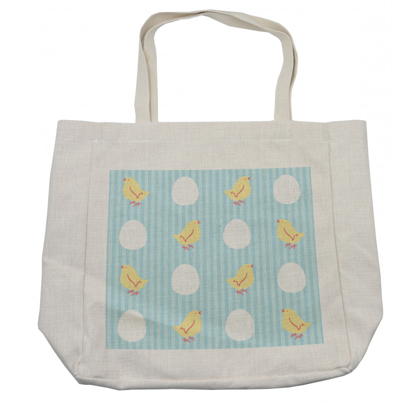 Baby Animal and Eggs Stripes Shopping Bag