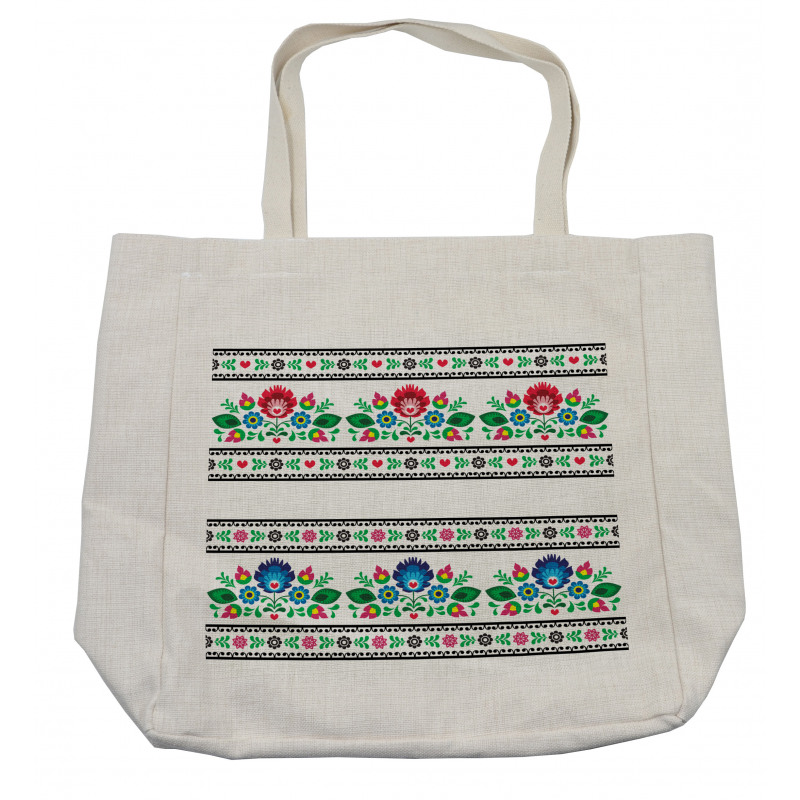 Folk Pattern with Flowers Shopping Bag