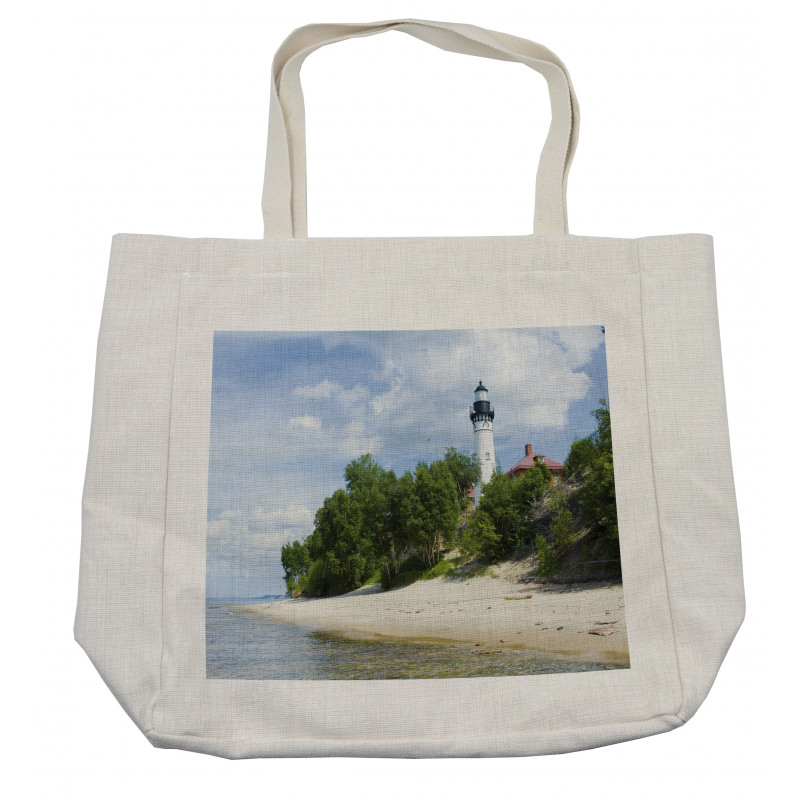 Lighthouse at Beach Shopping Bag