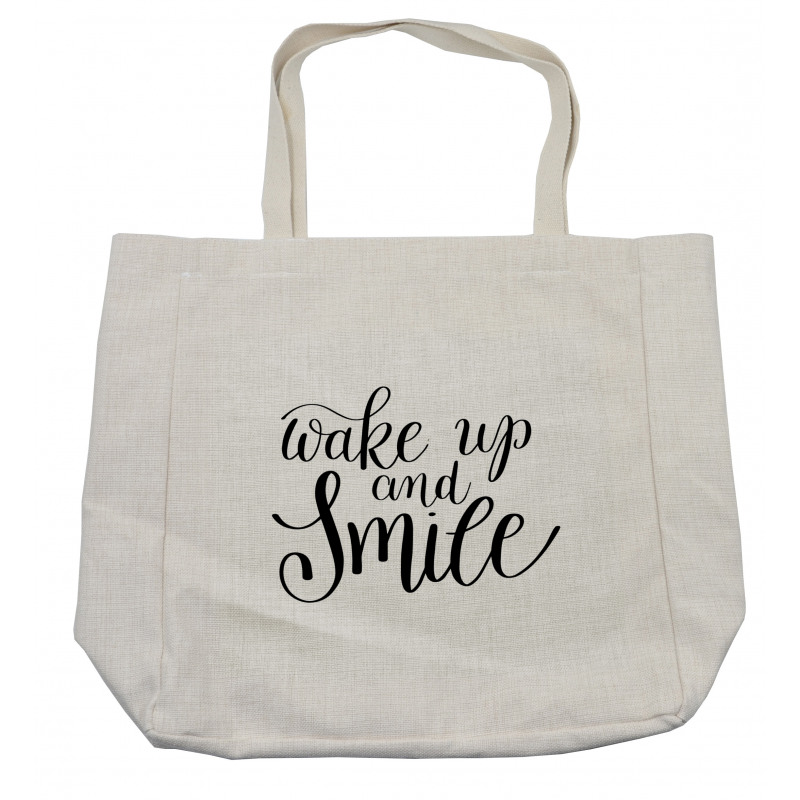 Wake up and Smile Calligraphy Shopping Bag