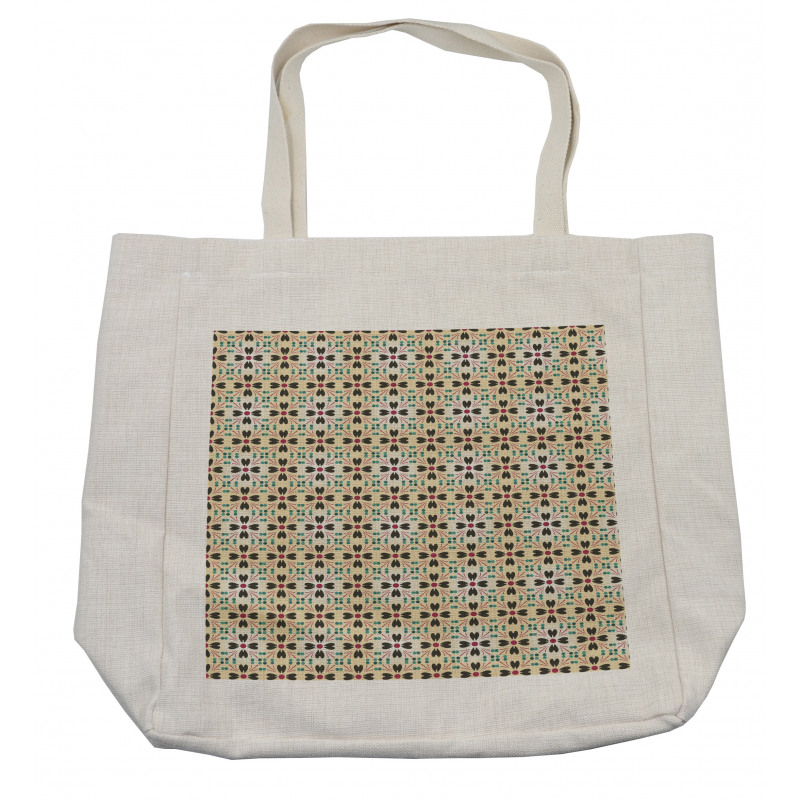 Floral Motif with Dots Art Shopping Bag