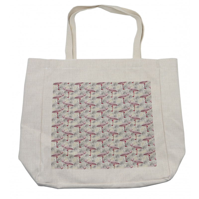 Roses and Flamingos Shopping Bag