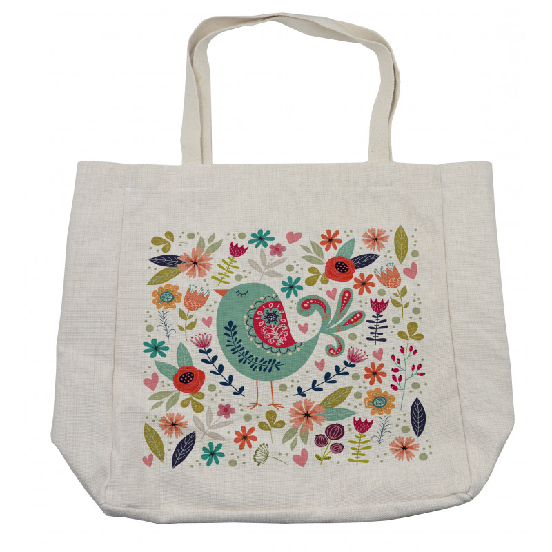 Ornate Bird and Flowers Shopping Bag