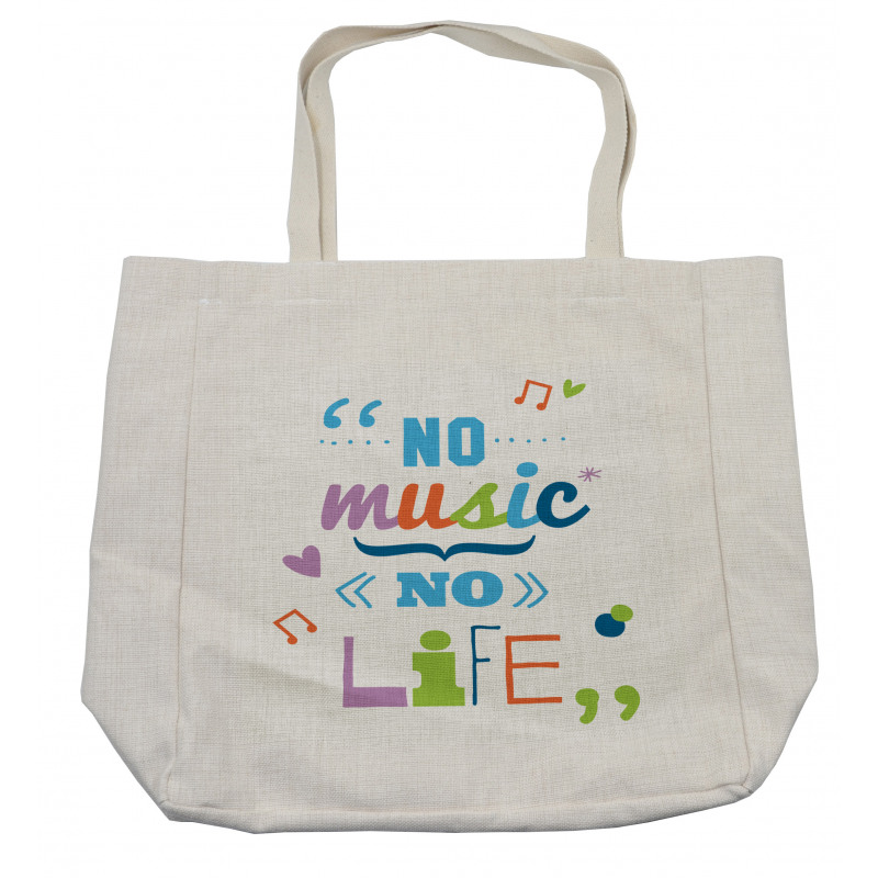 No Music, No Life Slogan Shopping Bag