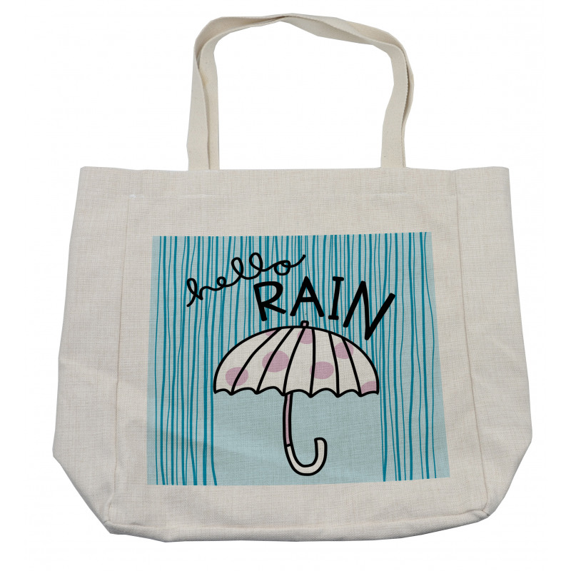 Hello Rain Wording Umbrella Shopping Bag