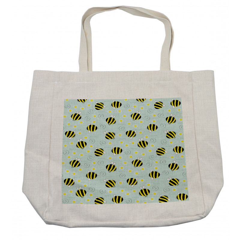 Hand Drawn Flower Motifs Shopping Bag