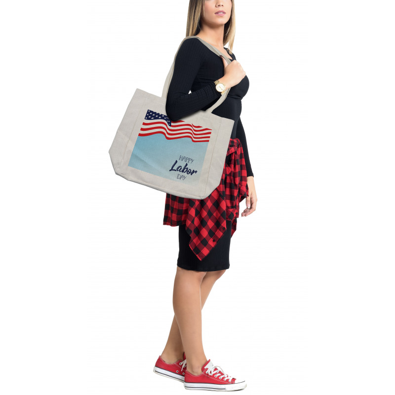 Waving Flag and Wording Shopping Bag