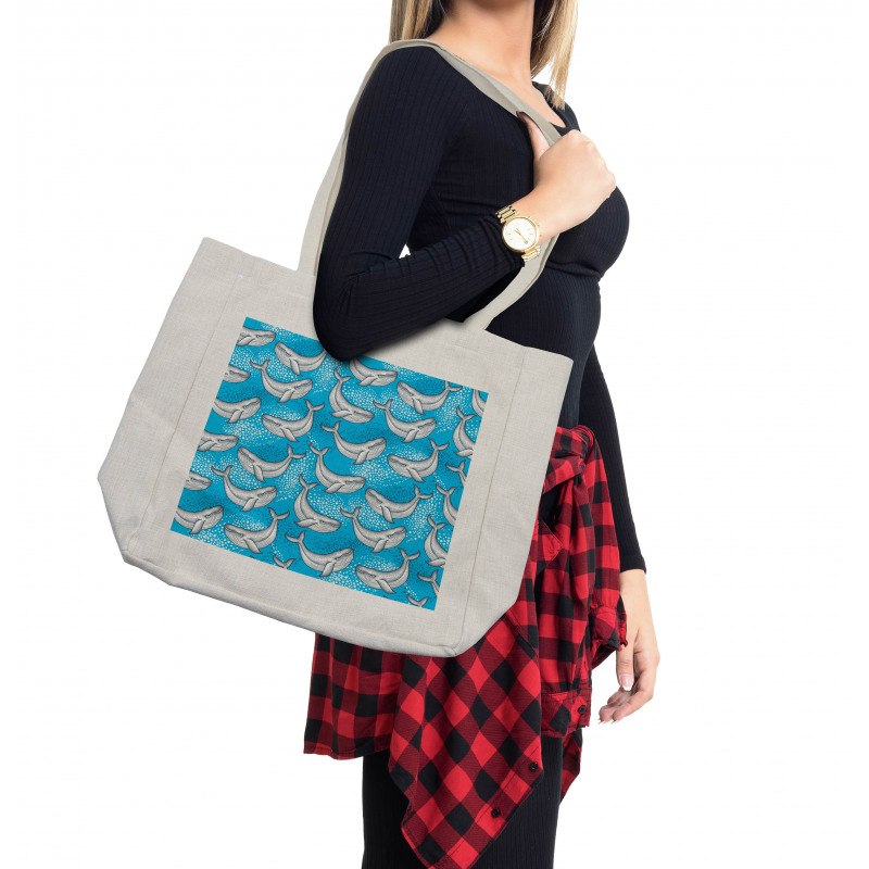 Dotted Whale Sea Ocean Shopping Bag
