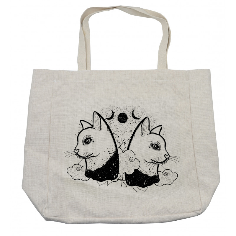 Cats with Moon Clouds Stars Shopping Bag