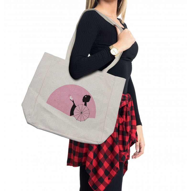 Woman Side Portrait Shopping Bag