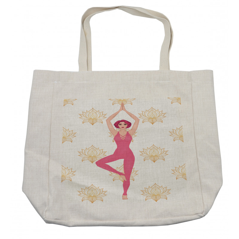 Woman Doing Yoga Lotus Petal Shopping Bag