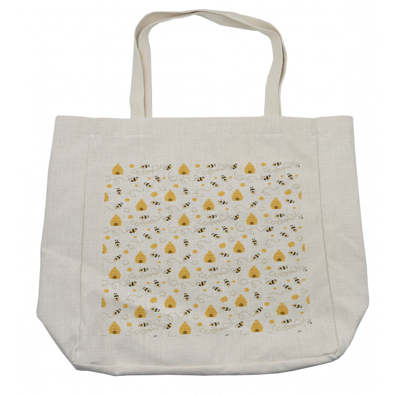 Flying Bugs Hearts Beehives Shopping Bag