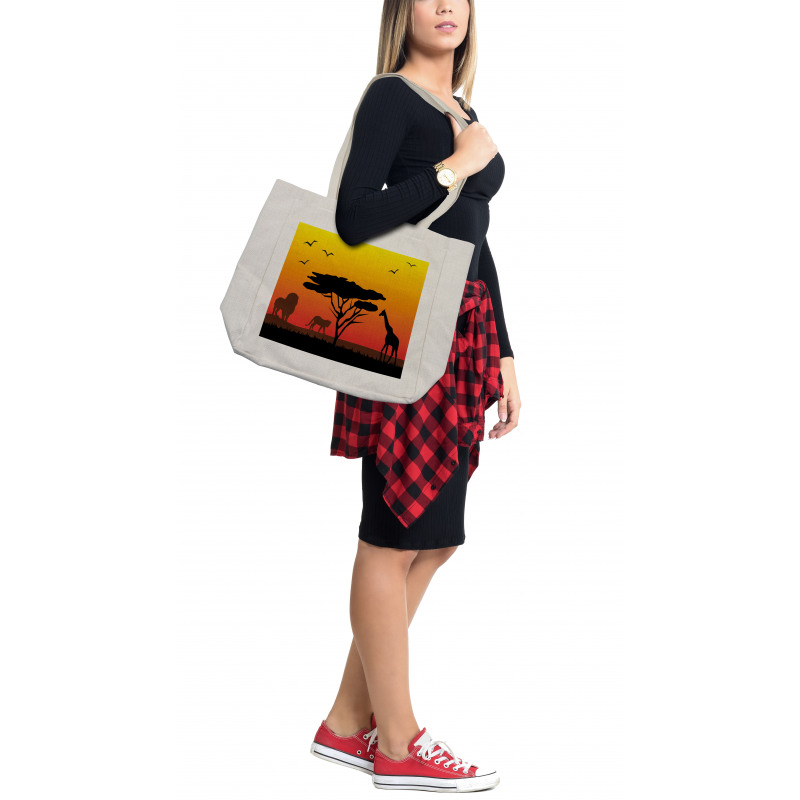 Savannah Animals Sunset Shopping Bag