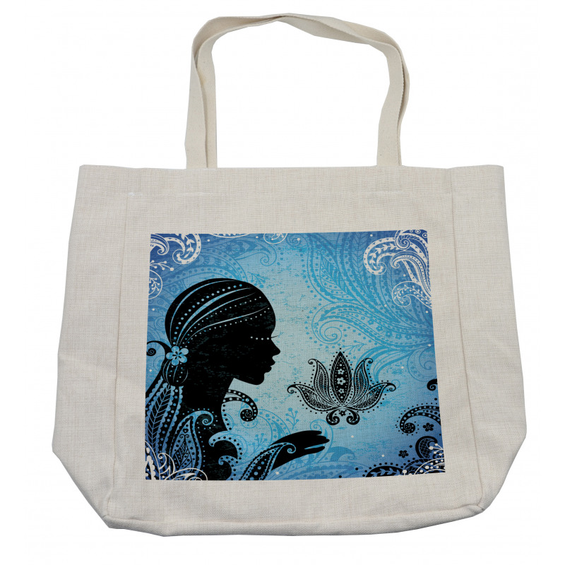 Girl Lotus Art Shopping Bag