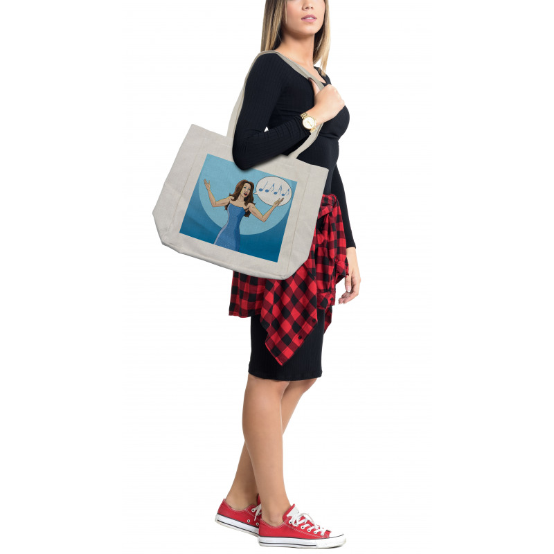 Comic Book Art Singing Woman Shopping Bag