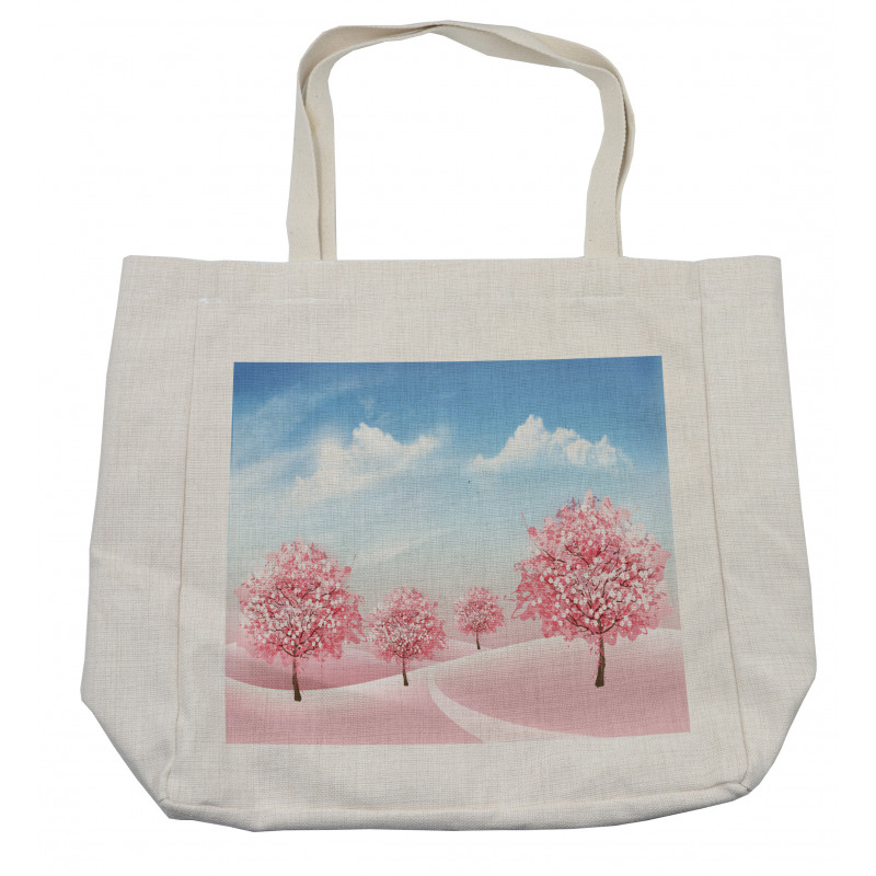 Blooming Sakura Trees Scene Shopping Bag