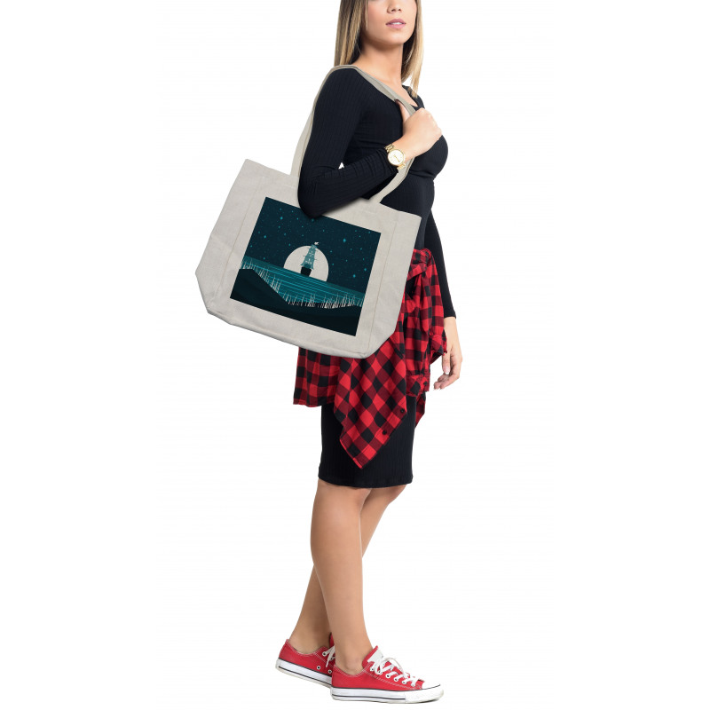 Moonlight on Water Ship Shopping Bag