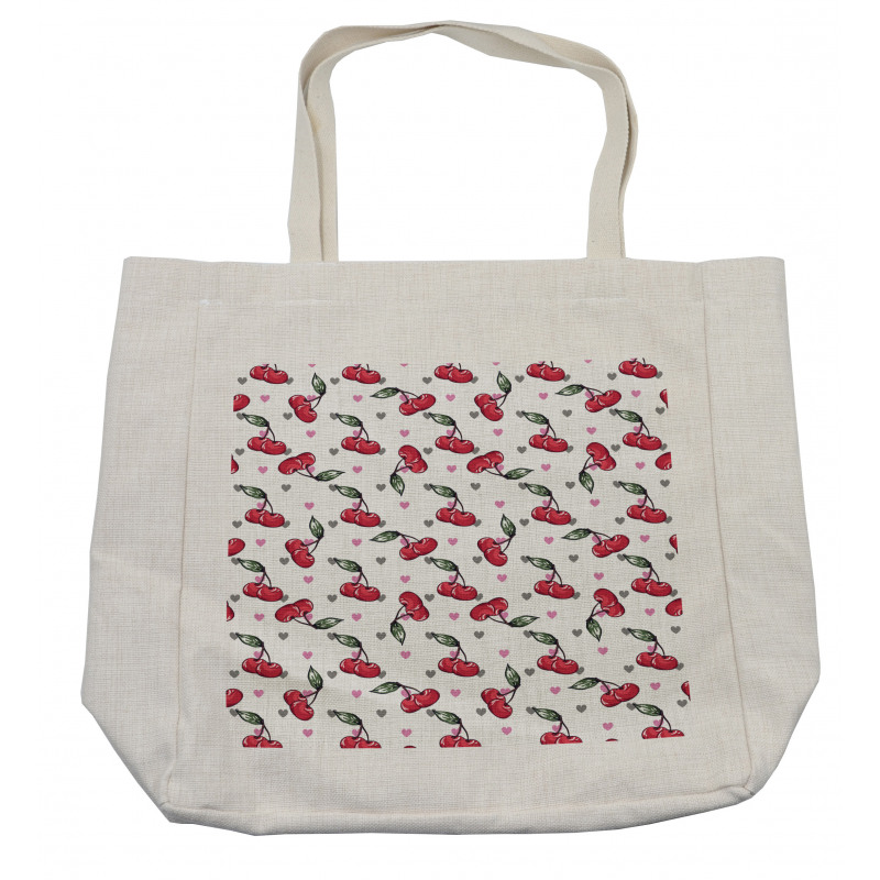 Fruits on Bicolour Hearts Shopping Bag