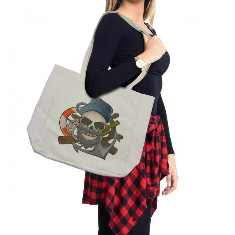 Sailor Skull Nautical Shopping Bag