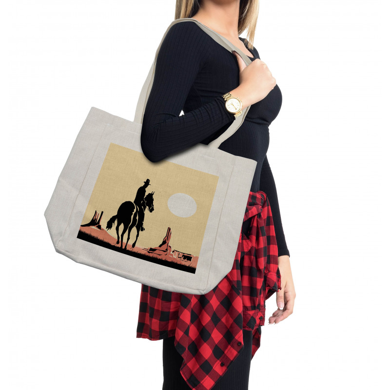 Cowboy Horse Sunset Shopping Bag