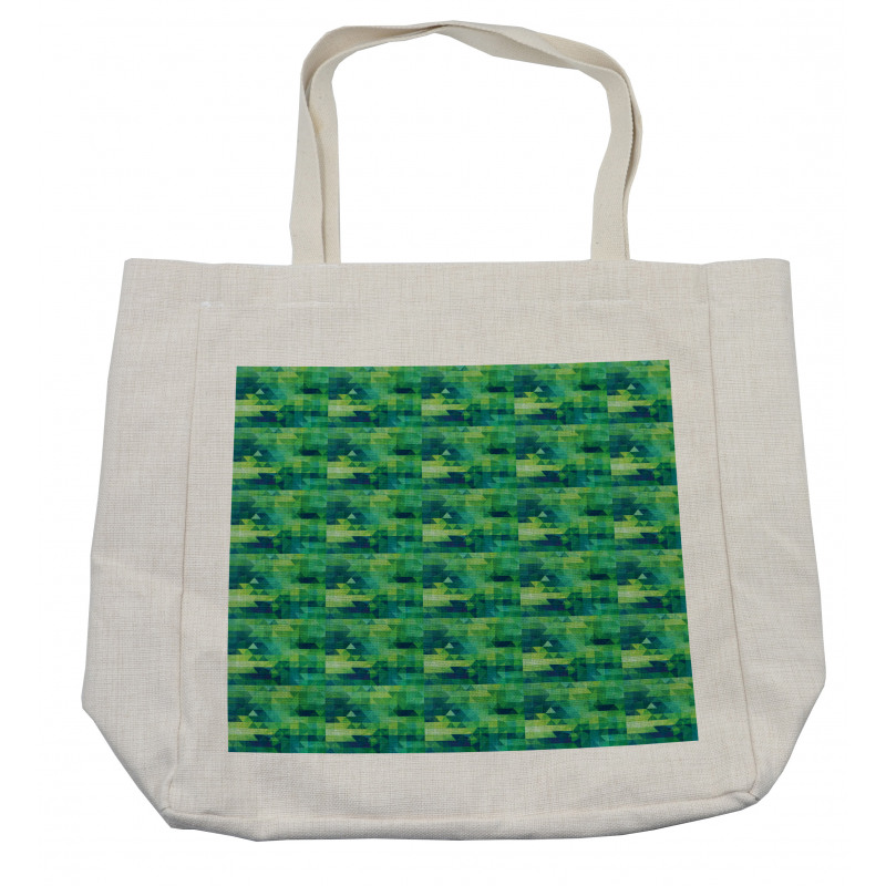 Green Monochrome Triangles Shopping Bag