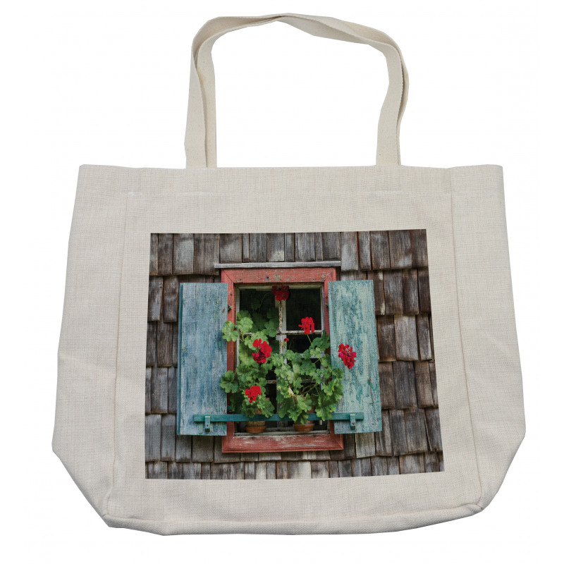 Flowers on Rural Window Shopping Bag