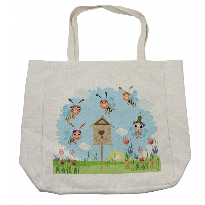 Cheerful Meadow Landscape Shopping Bag