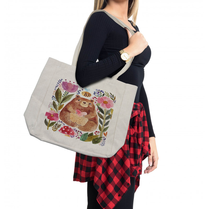 Bear with Flowers Shopping Bag