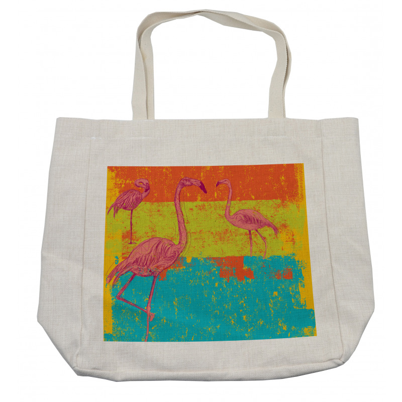 Retro Vintage Flamingo Shopping Bag