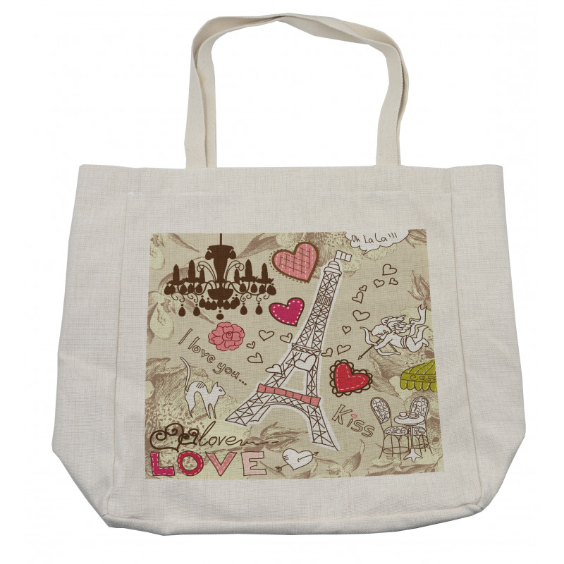 Doodle Eiffel Tower Love Shopping Bag