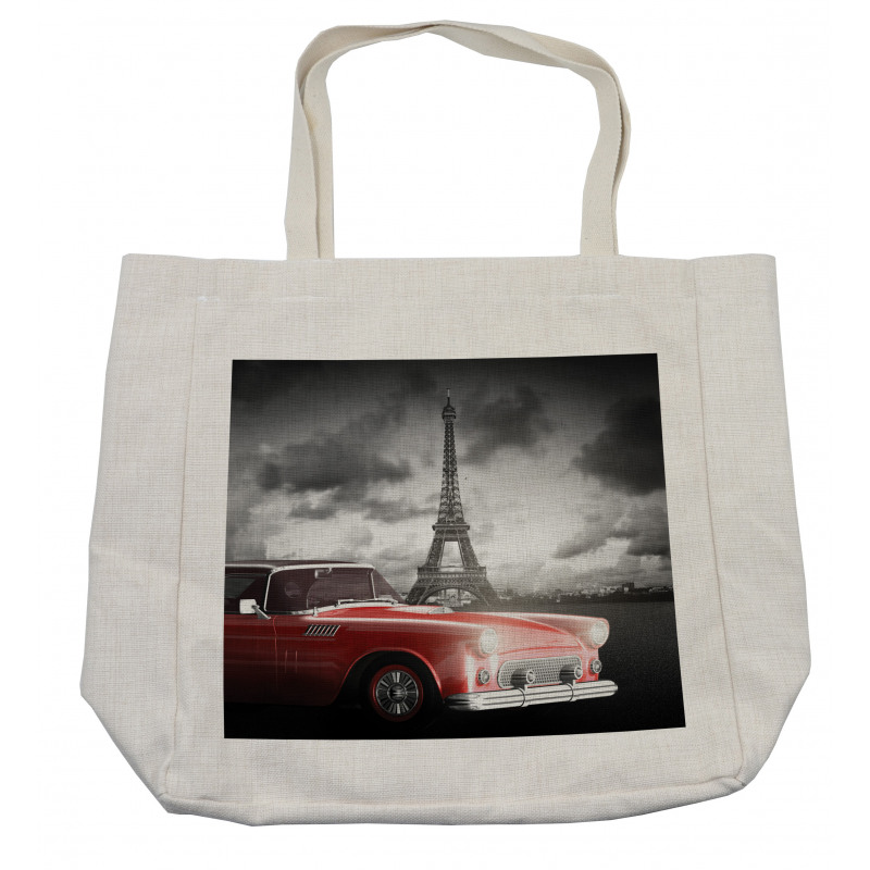 Vintage Car and Eiffel Shopping Bag