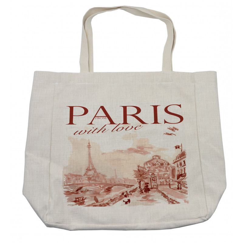 Vintage Watercolor Paris Shopping Bag