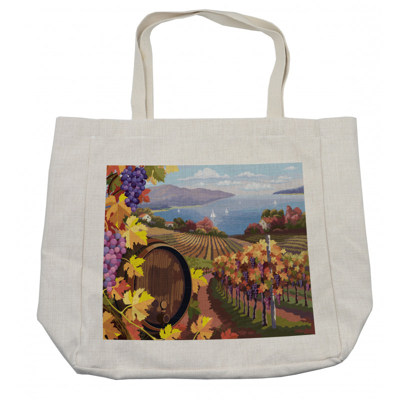 Cartoon Vineyard Grapes Shopping Bag