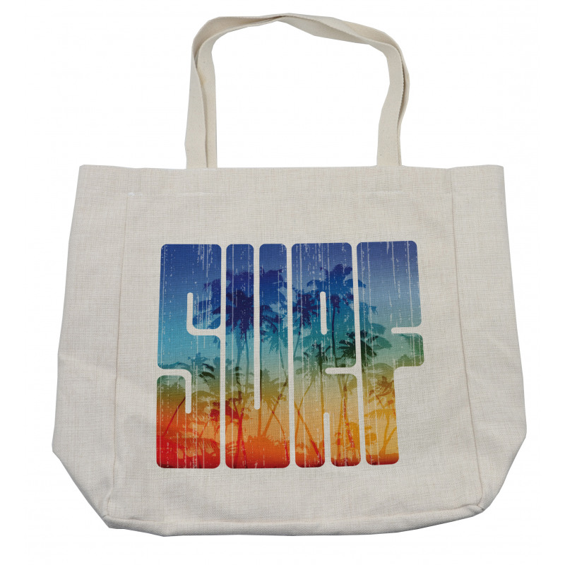 Surf Retro Letters Palms Shopping Bag