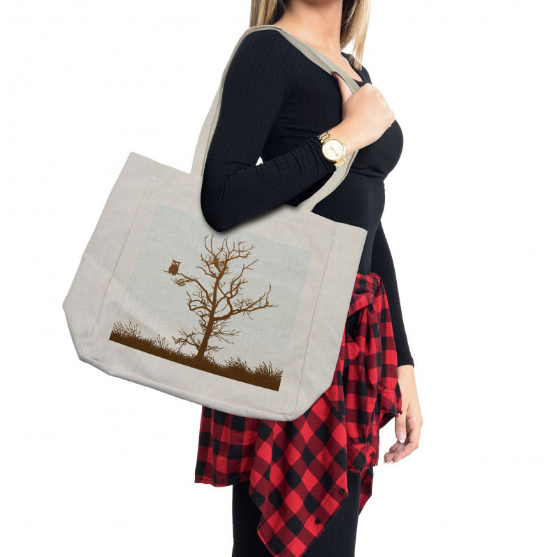 Owl Autumn Tree Branch Shopping Bag