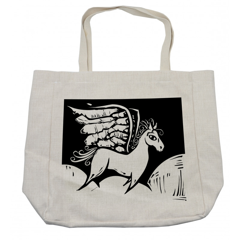 Monochromatic Pegasus Horse Shopping Bag